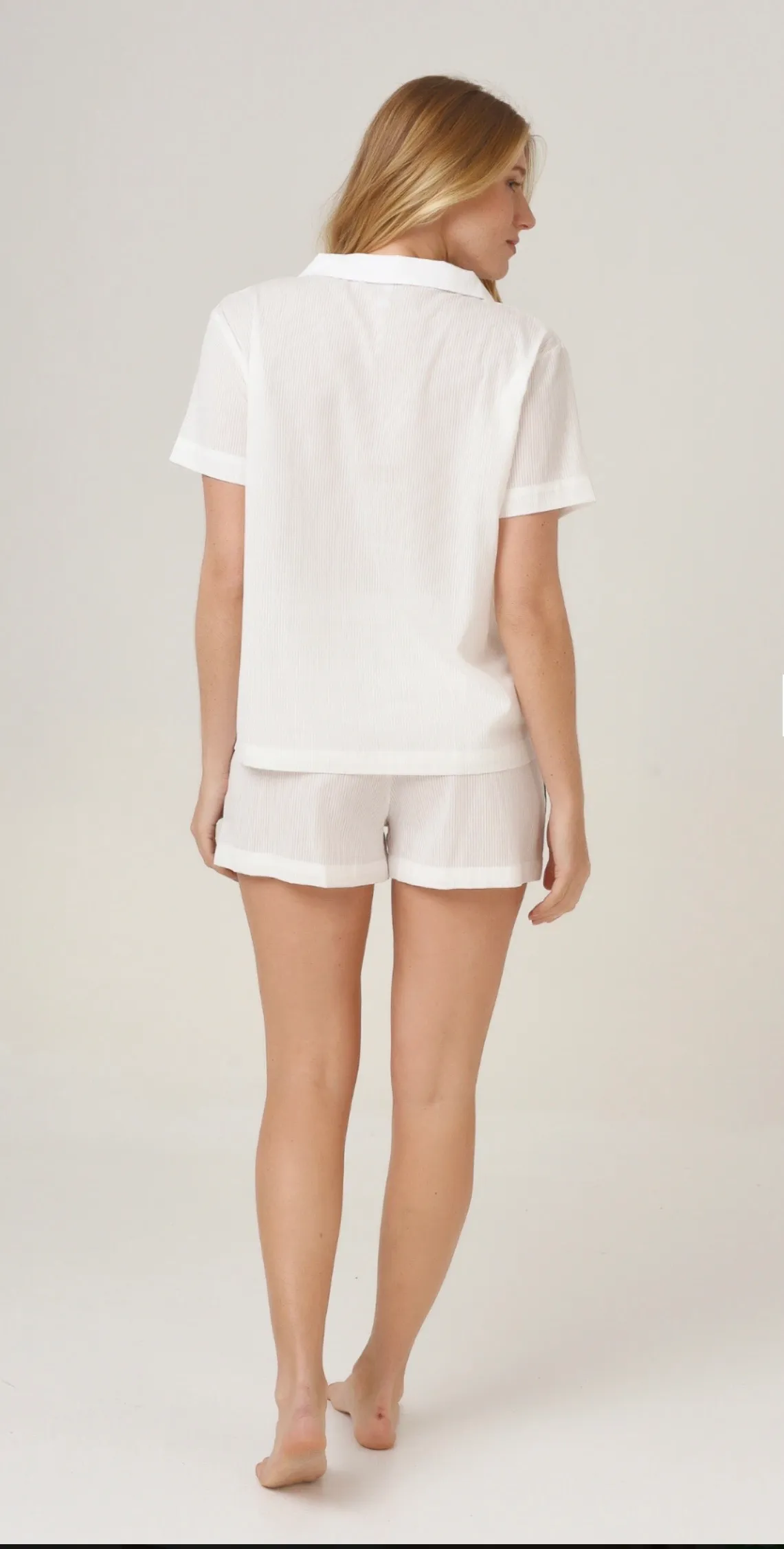 Pijama camisero cotton blanco m/c, foto 4 de 5