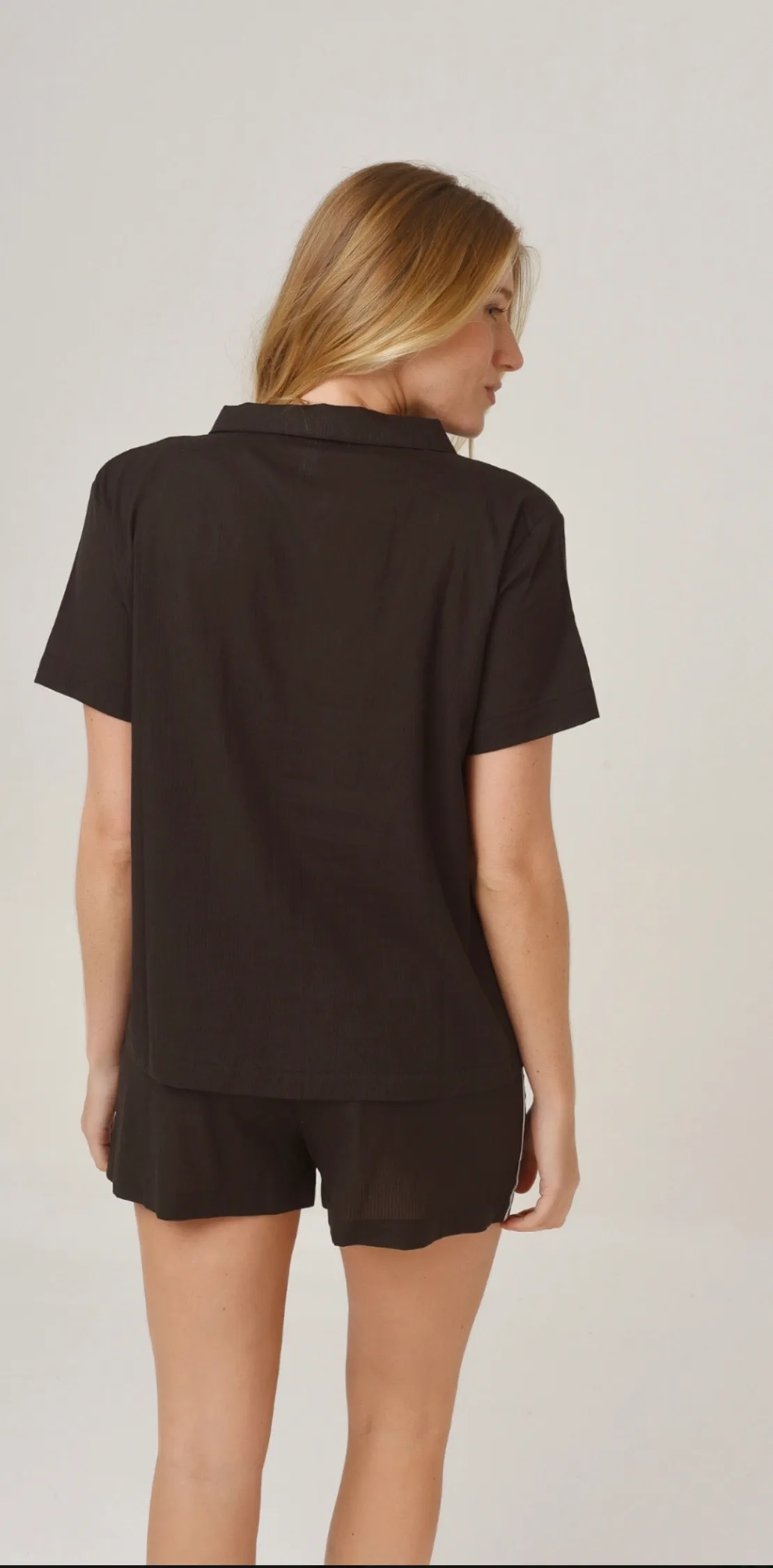 Pijama camisero cotton negro m/c, foto 5 de 5