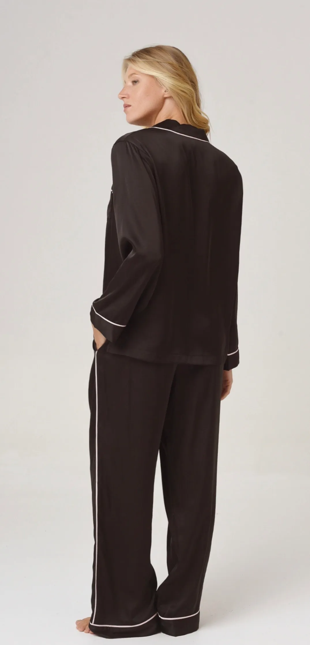 Pijama camisero sedita negro m/l, foto 3 de 4