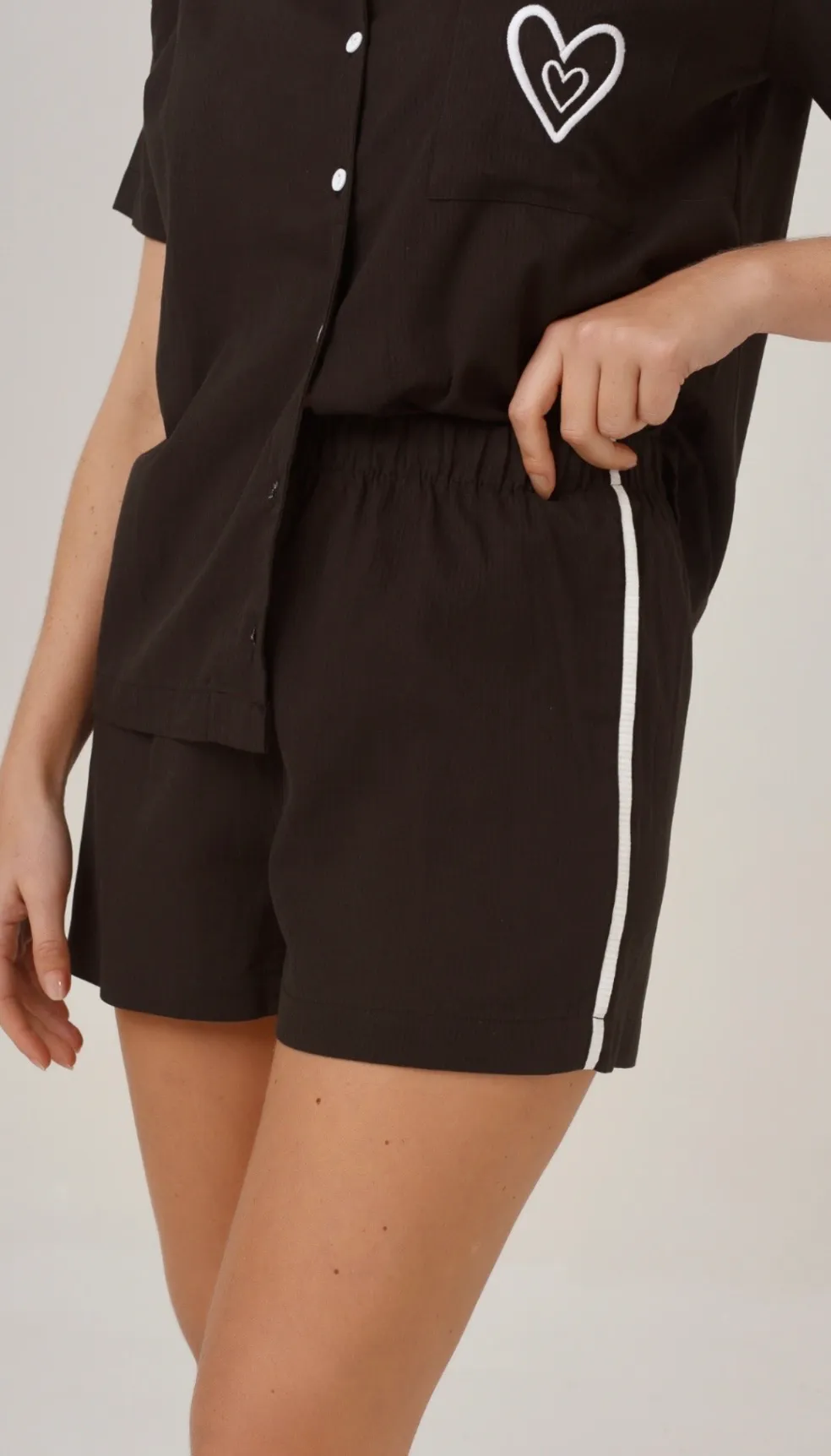 Pijama camisero cotton negro m/c, foto 4 de 5
